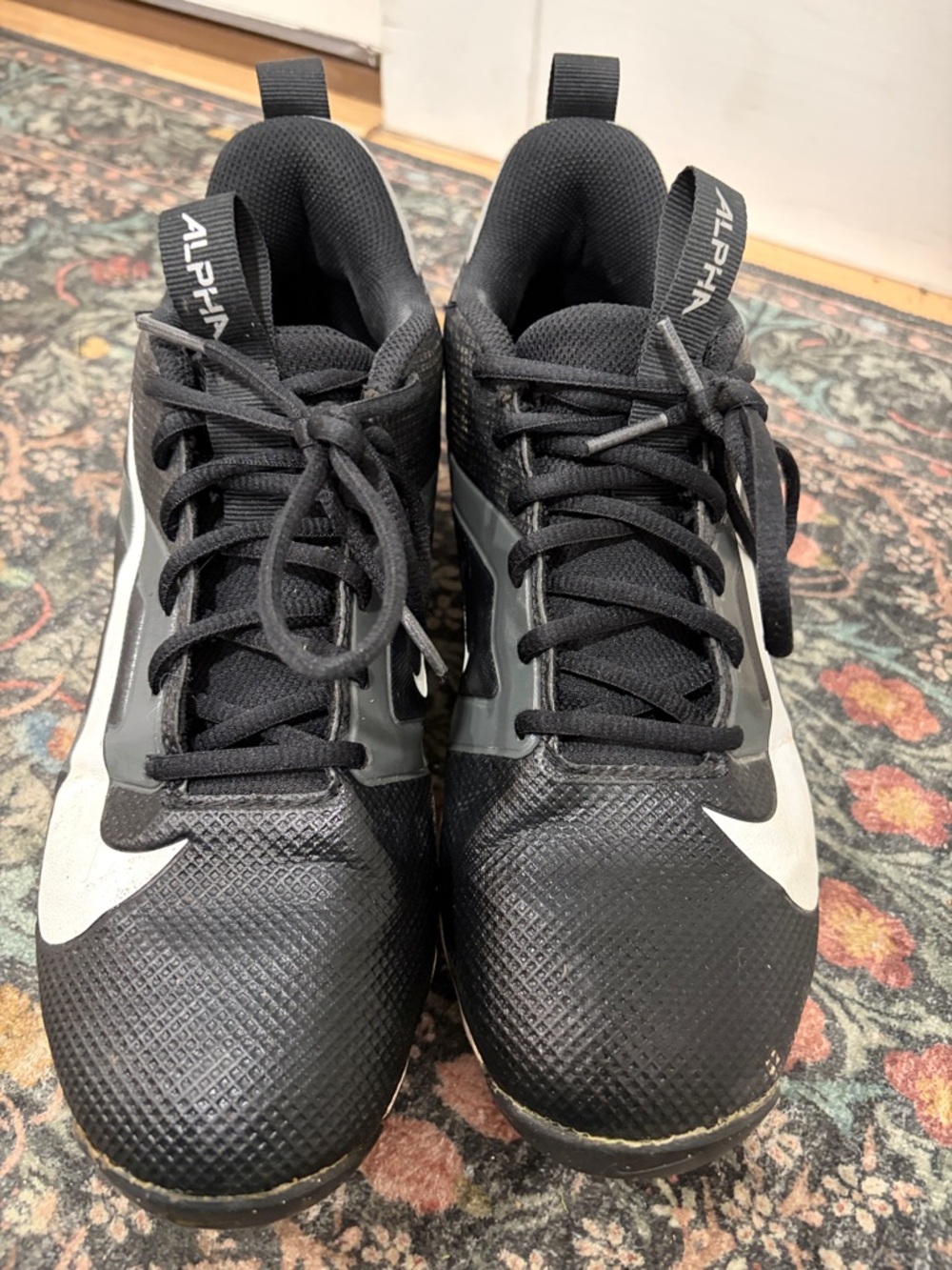 Nike Kids Black and White Alpha football cleats Shoes
